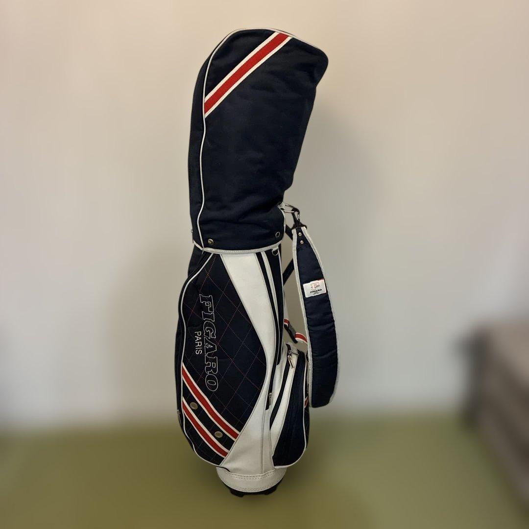 【美品】FIGARO キャディバッグ ネイビー/ホワイト/レッド
