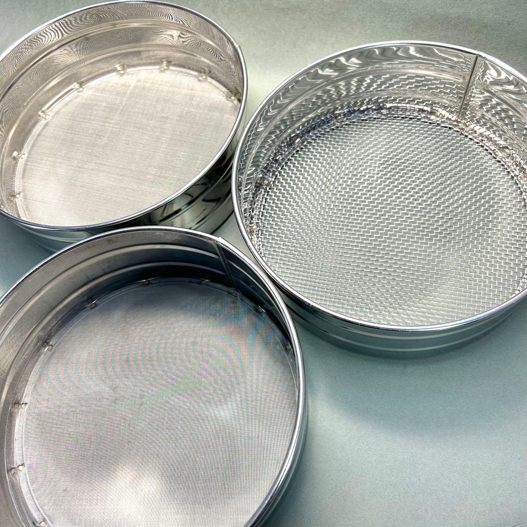 灰篩　3個セット　『六方式灰篩　細目　中目　荒目』　ステンレス製　茶道具　工芸品