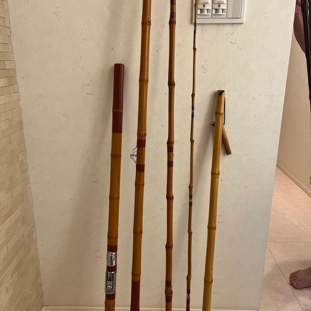 石鯛和竿　竿敏作　３本半継ぎ竹竿　石鯛竿