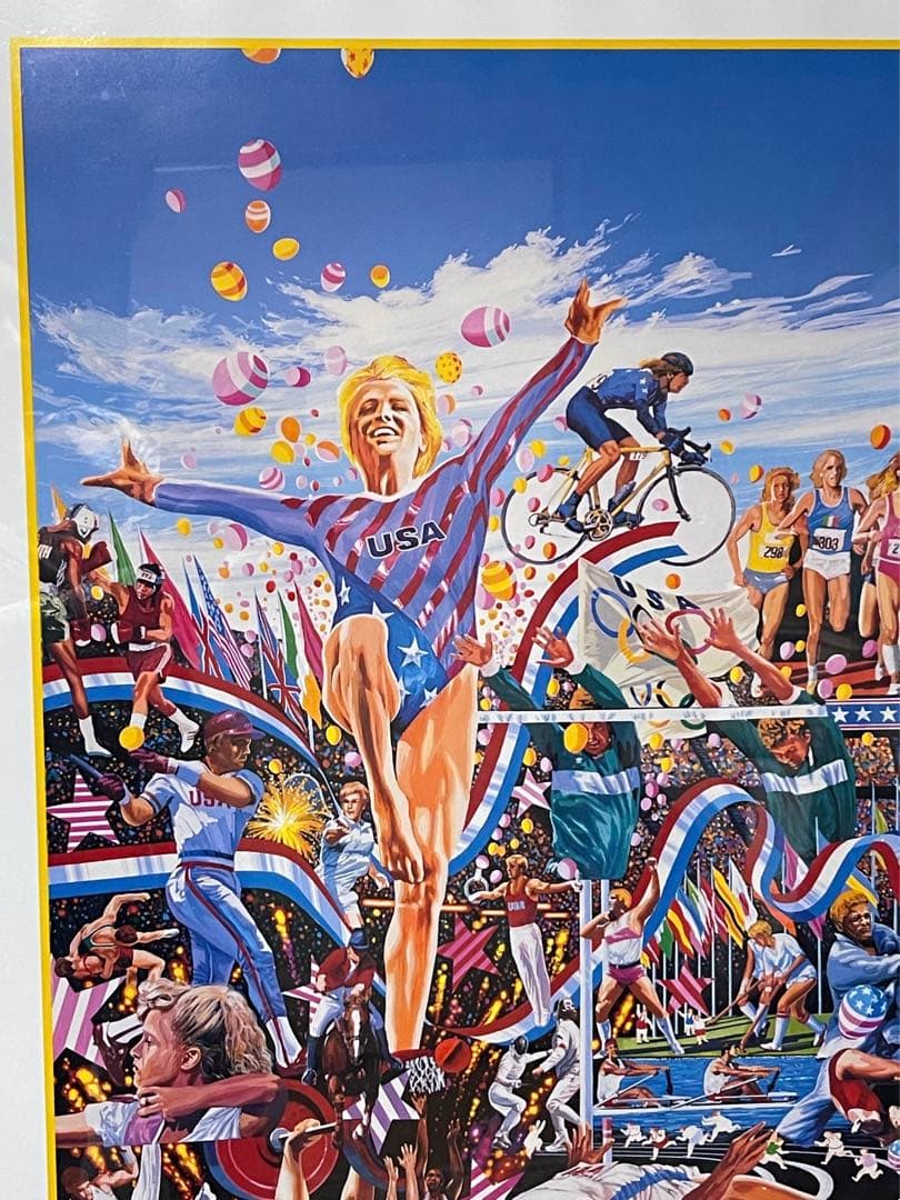 ヒロ・ヤマガタ1988年夏のオリンピック　アメリカチームポスター　フレーム付き