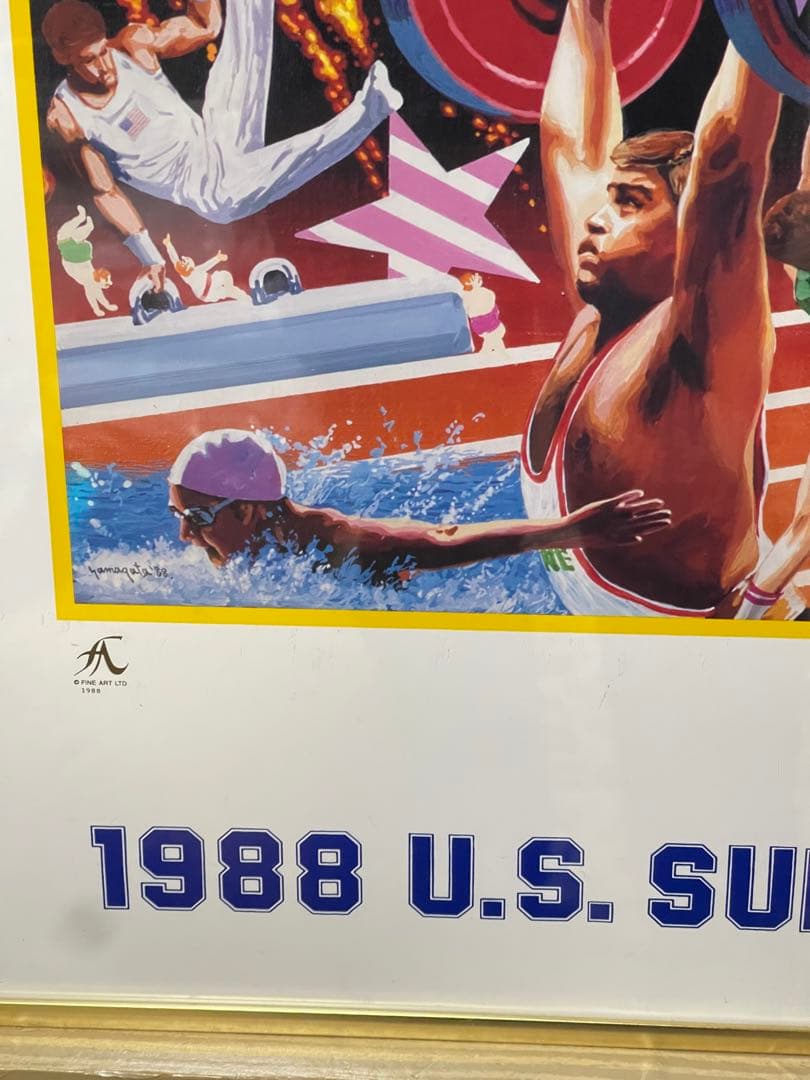 ヒロ・ヤマガタ1988年夏のオリンピック　アメリカチームポスター　フレーム付き
