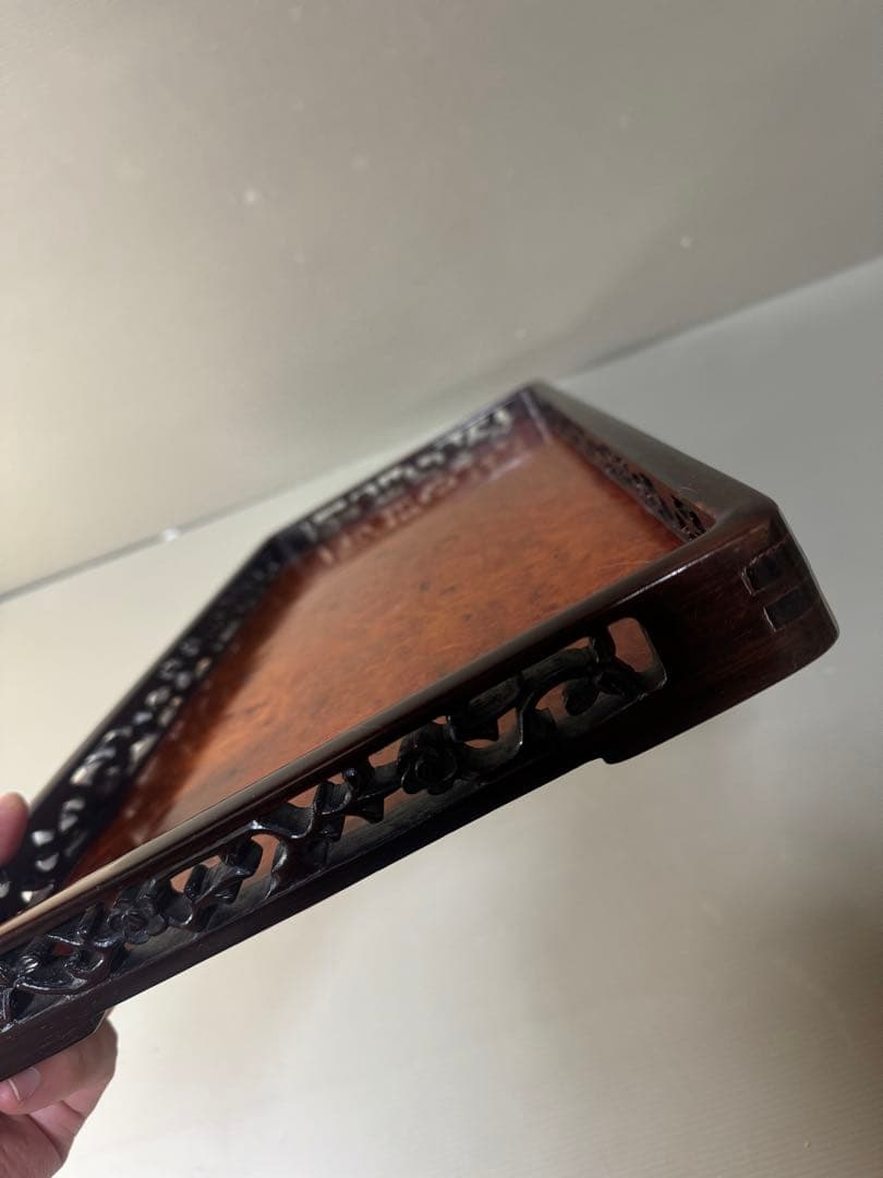 2391 唐木 煎茶盆 煎茶道具 お盆　時代物