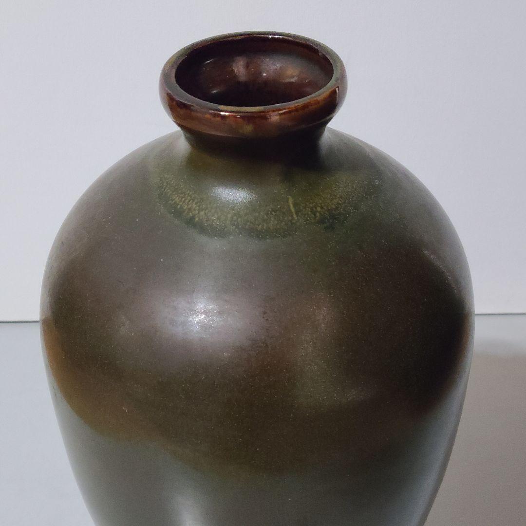 台湾製　壺　大型花瓶　梅瓶(めいぴん)　蕎麦釉　茶葉末釉