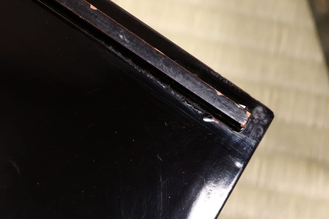 木製漆器 貝桶 金蒔絵 三段 重箱 黒塗 朱塗 梨地 雛 漆芸【MA745】