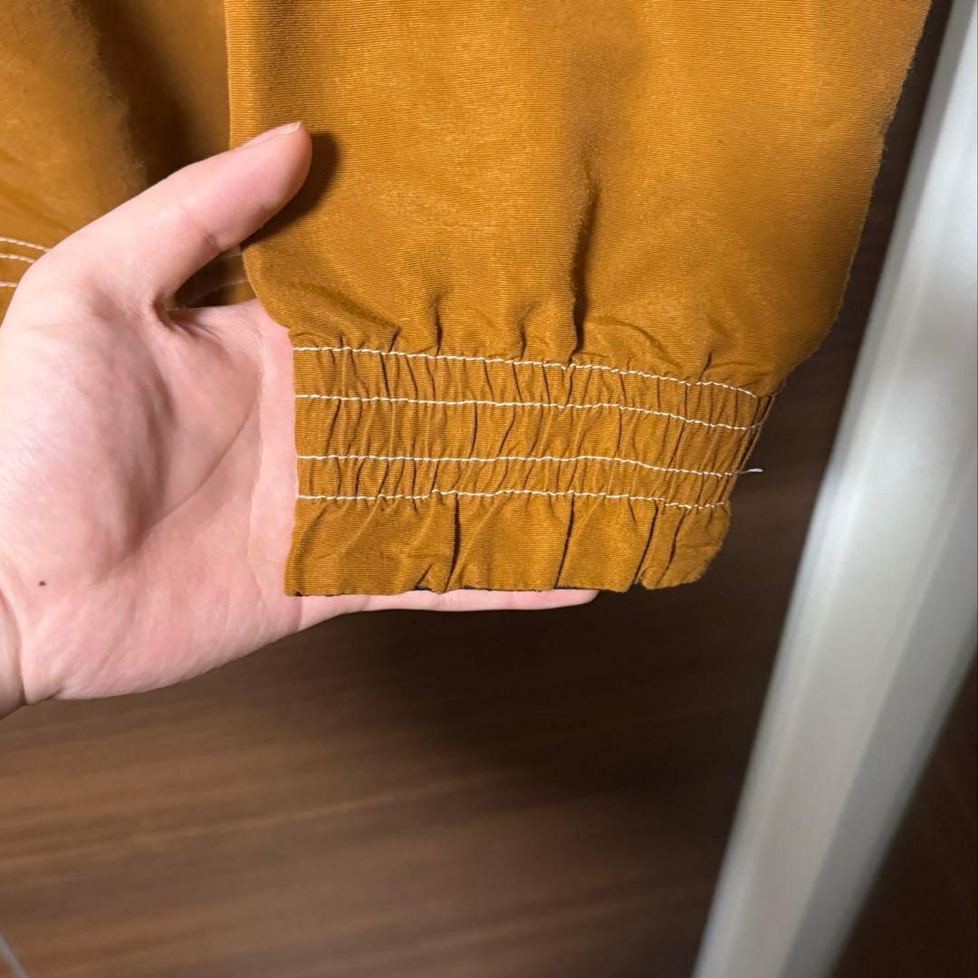 90 USA製 ナイロンアノラック ブラウン ストリート 刺繍 Sサイズ