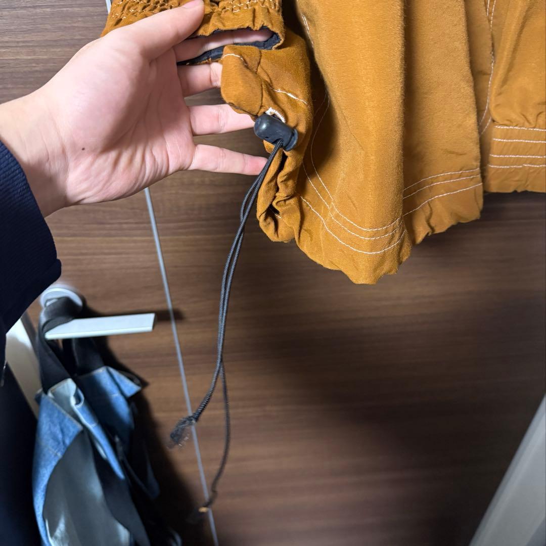 90 USA製 ナイロンアノラック ブラウン ストリート 刺繍 Sサイズ