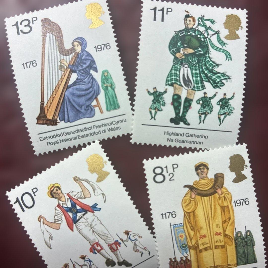 77088セール現品限　外国切手　イギリス発行楽器他4種揃