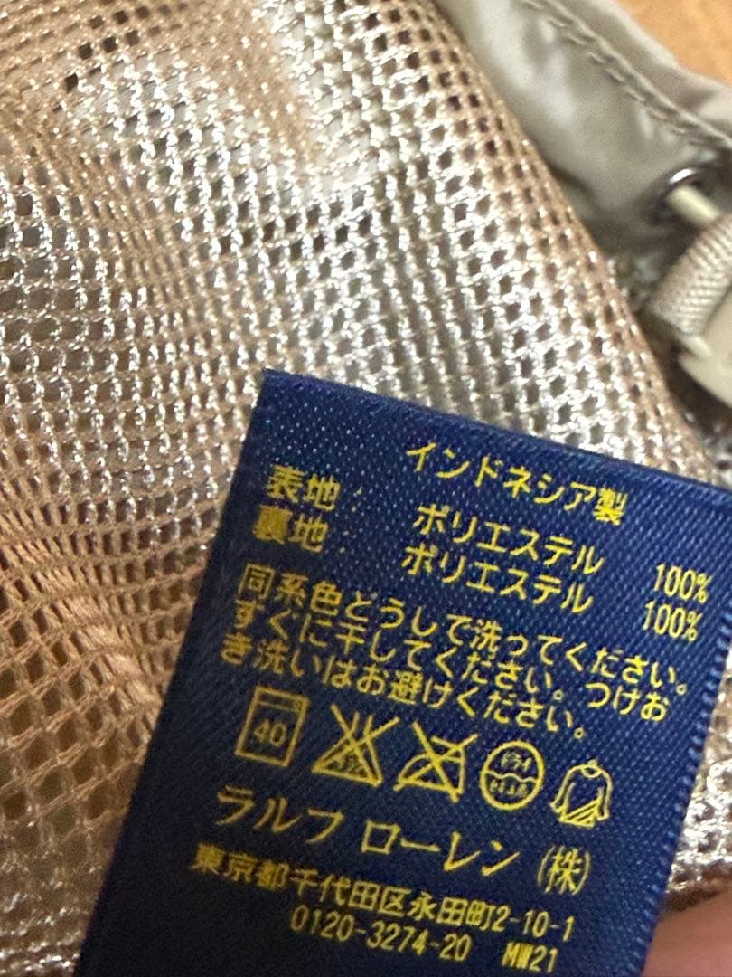 【新品】Polo Golf 刺繍 ナイロンジップベスト ベージュ ポロゴルフ M