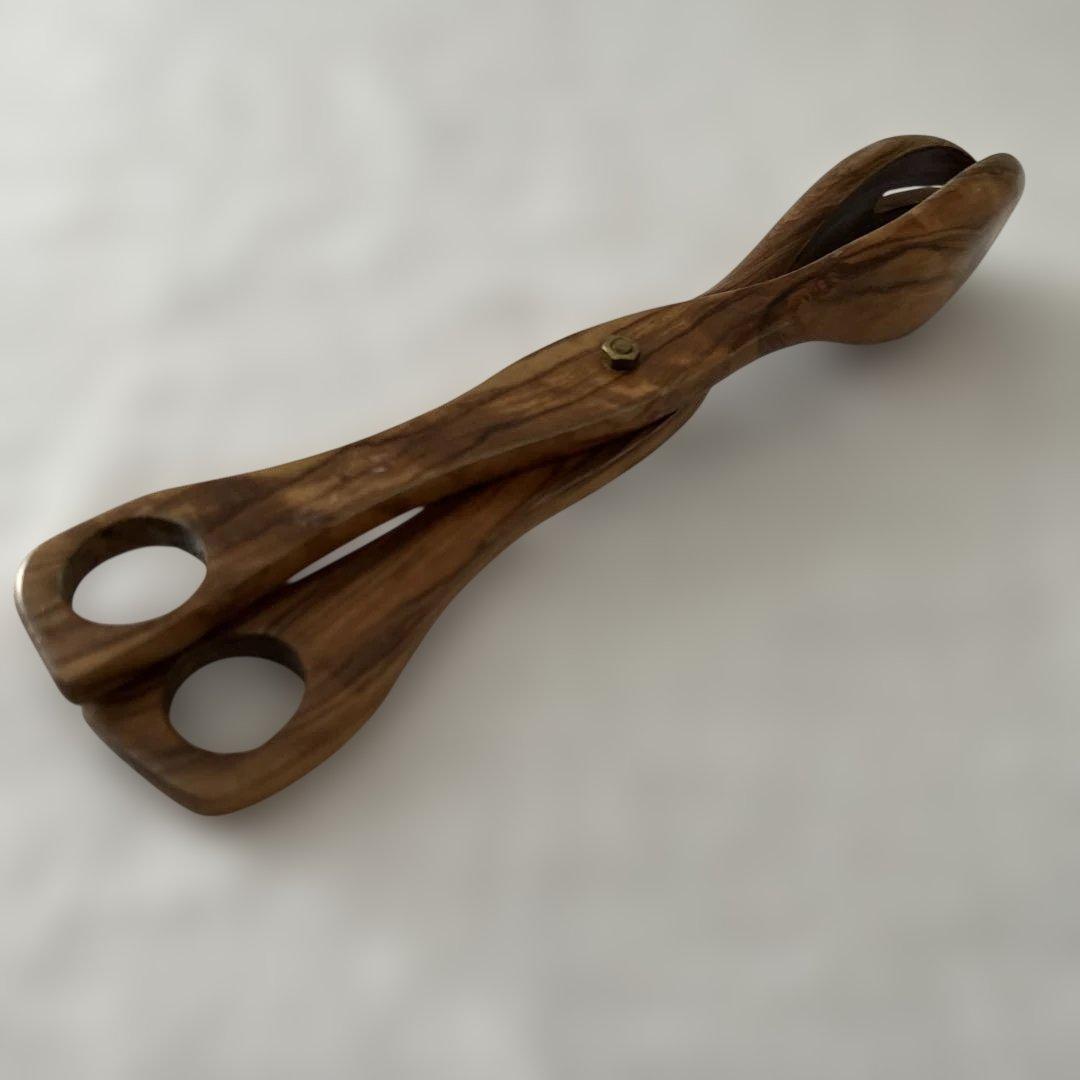 オリーブ　ハサミ式サラダサーバー　蚤の市　ヴィンテージ品　トング