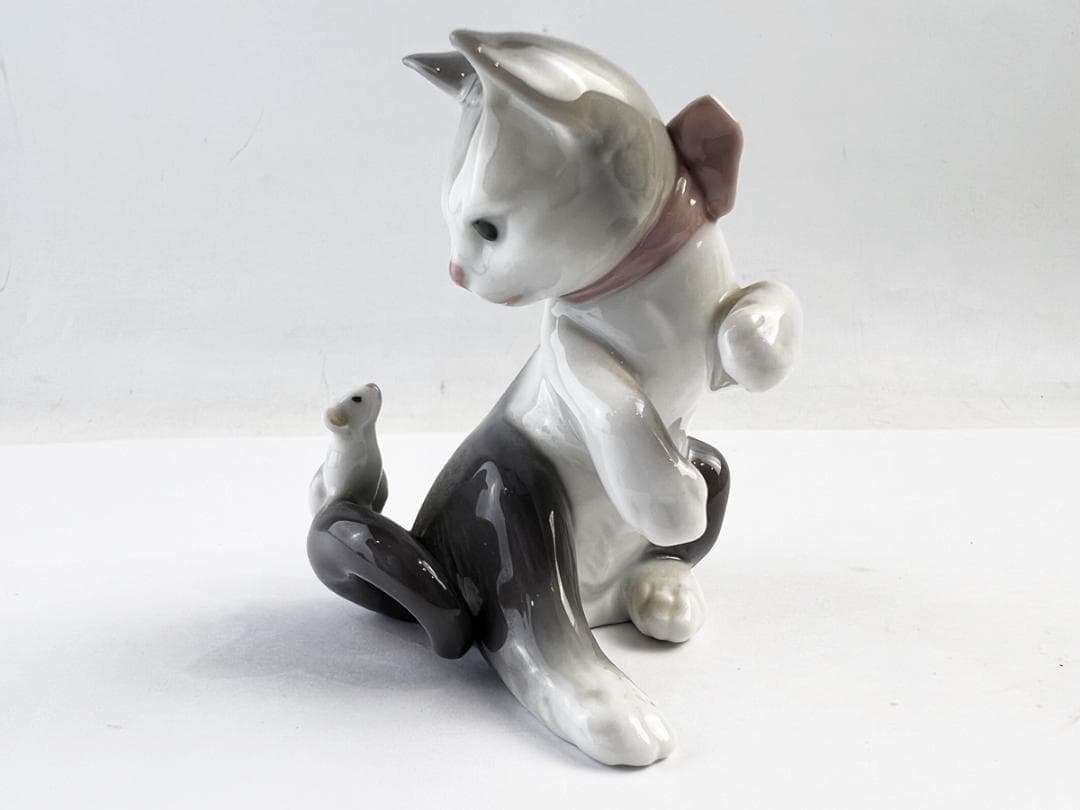 美品　LLADRO リヤドロ ネコとネズミ 陶器人形 フィギュリン インテリア