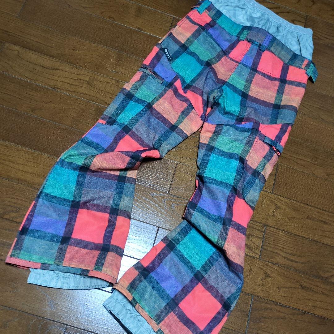 【美品】ROXY　スノボウェア　上下セット　L　マルチカラー　カラフル