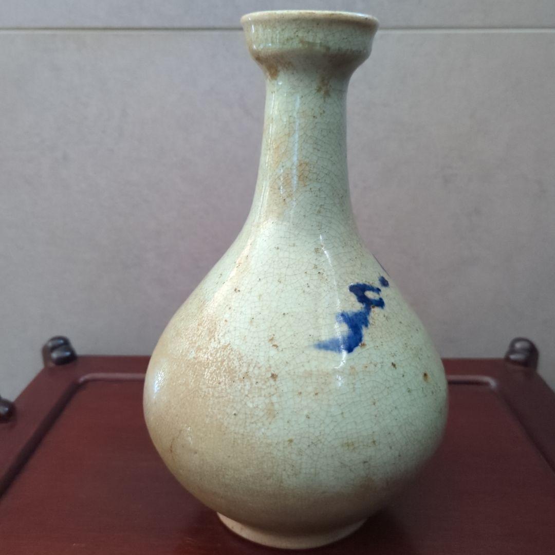 朝鮮古美術　骨董品　古道具　高麗李朝　染付　青磁貫入　大徳利　花瓶　飾り壺