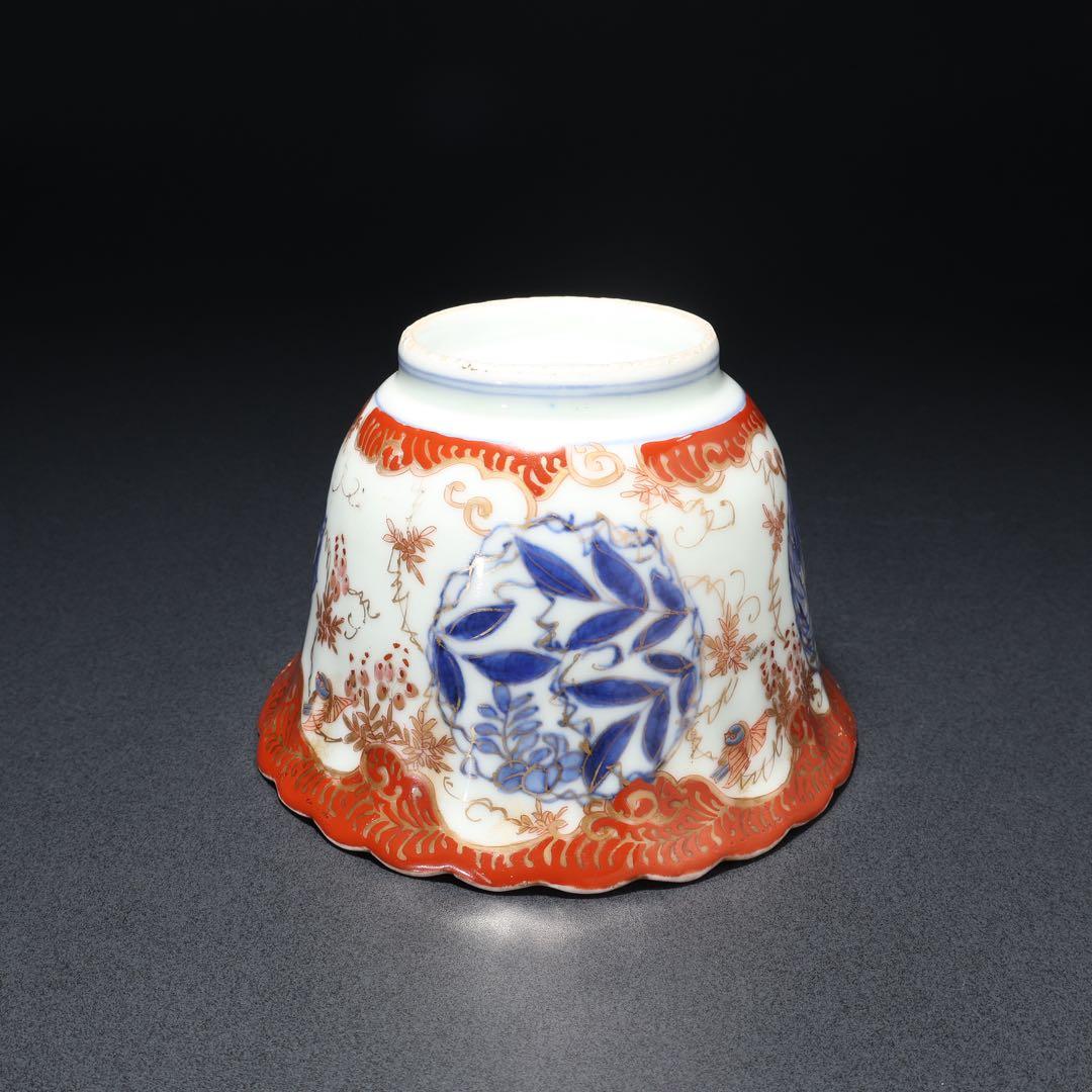 伊万里金襴手花図大向付∅13㎝　骨董　古伊万里　R0286w2ダH