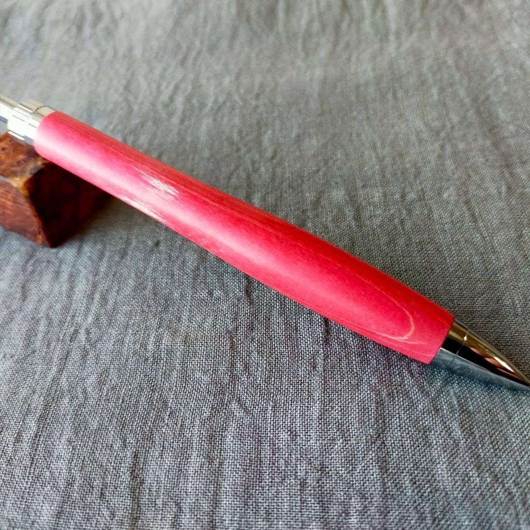【薄赤】　スタビライズドウッド　ハンドメイド　木軸シャープペン　0.5mm