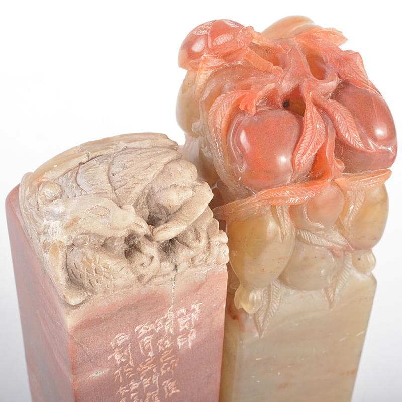 中国　書道具　篆刻　玉石寿山石芙蓉石など　印材　5点まとめて　F　R5215