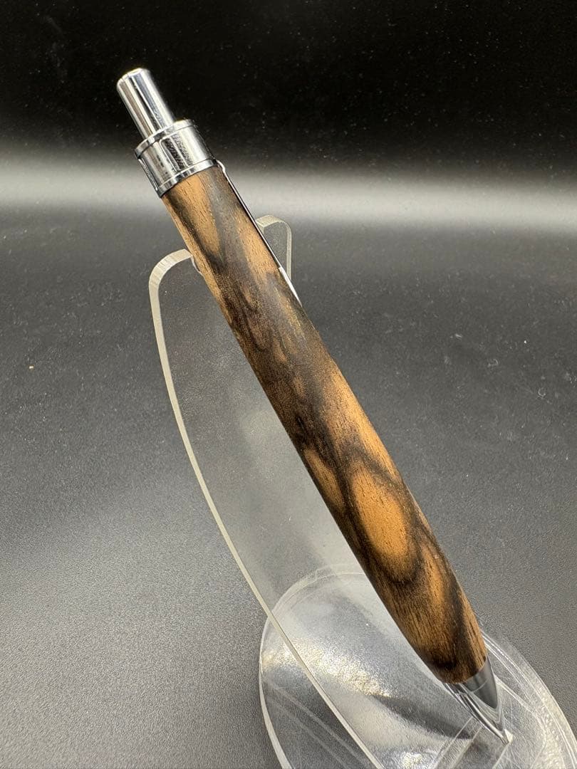 490極上　黒柿　孔雀杢　木軸シャーペン　ボールペン