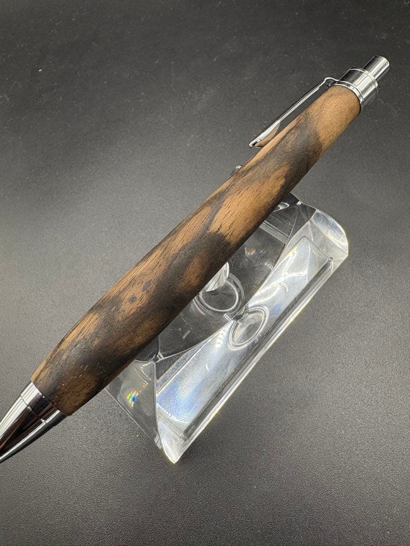 490極上　黒柿　孔雀杢　木軸シャーペン　ボールペン