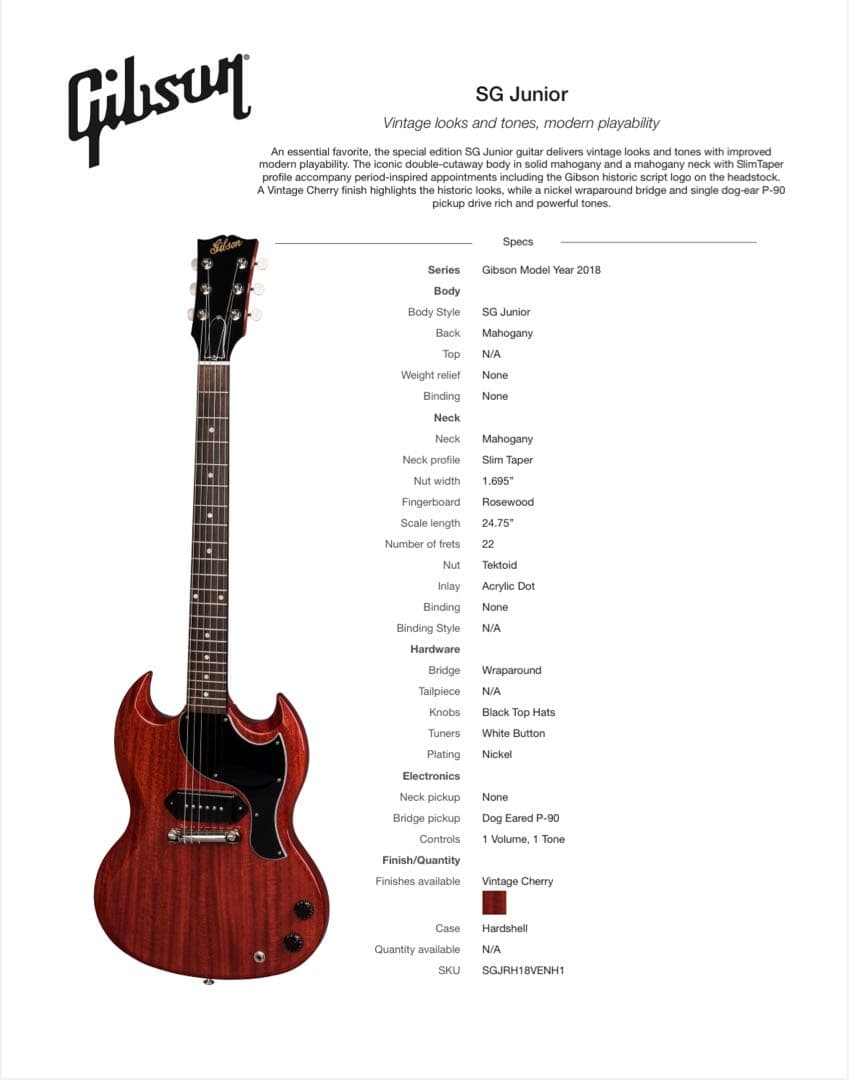 2018限定スプリルトロゴ　SG Jr. リンディフレーリンに1ピースボディ