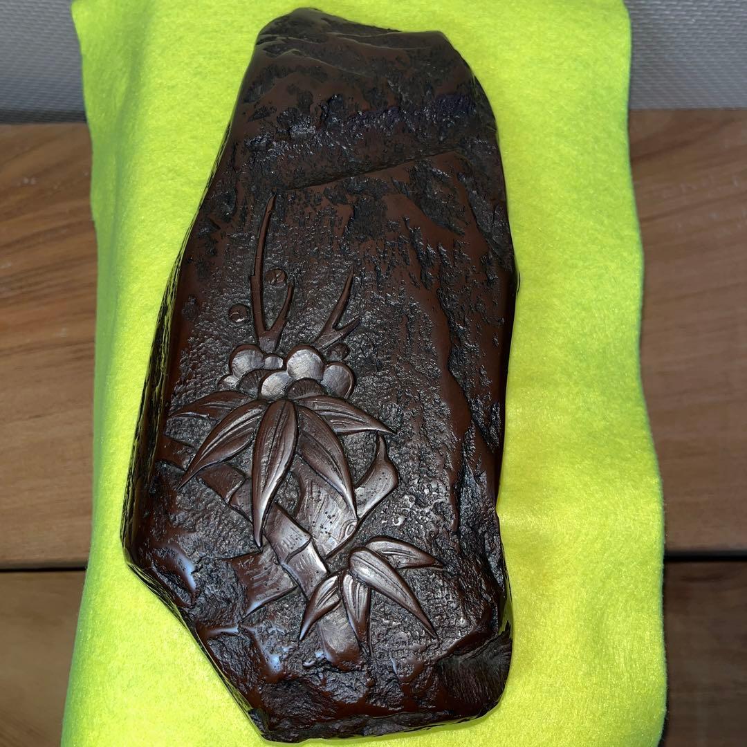 ⭕️赤間硯　新品美品　柳猛作　柳井赤間硯製作所　共蓋付き　工藝　3.5kg超