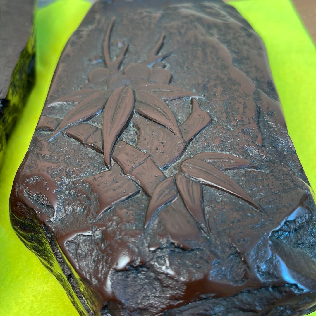 ⭕️赤間硯　新品美品　柳猛作　柳井赤間硯製作所　共蓋付き　工藝　3.5kg超