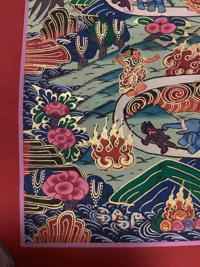 《 チベット密教　新品　1点物 》 手描き　曼荼羅　天国への道　仏画　仏教　g5