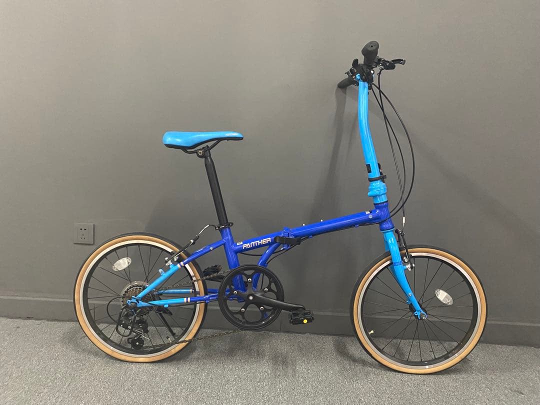 【美品】未使用PANTHER 折りたたみ自転車 7段変速 軽量コンパクト ブルー