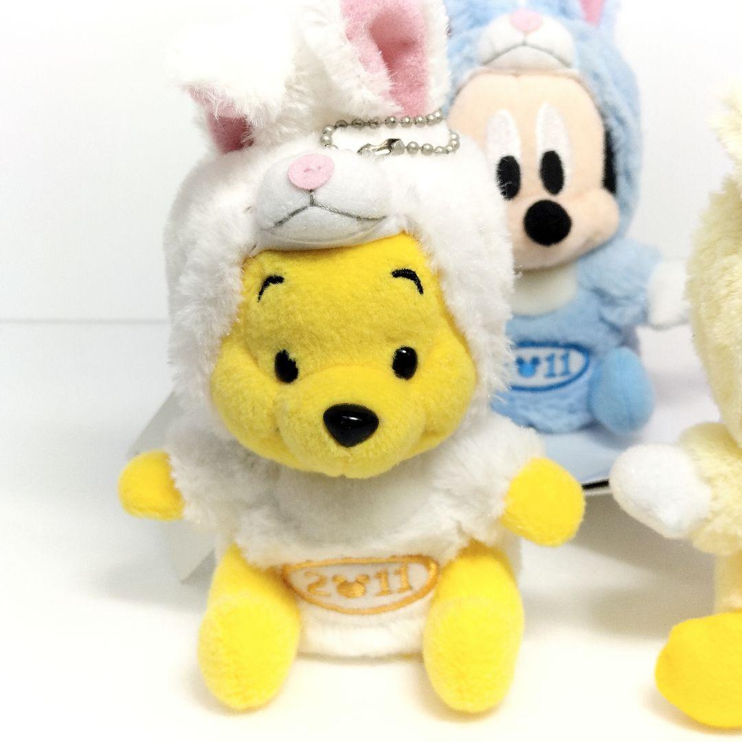 ディズニー 干支 ぬいぐるみ バッジ 2011 兎年 5種 ミッキー ミニー 他