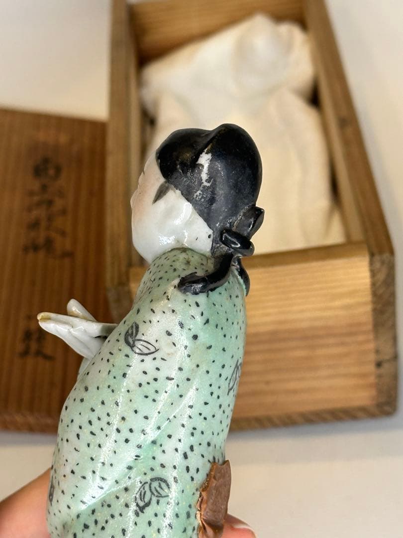 中国美術 清時代 粉彩 人物置物 共箱付 火漆封印有 骨董品 古陶磁