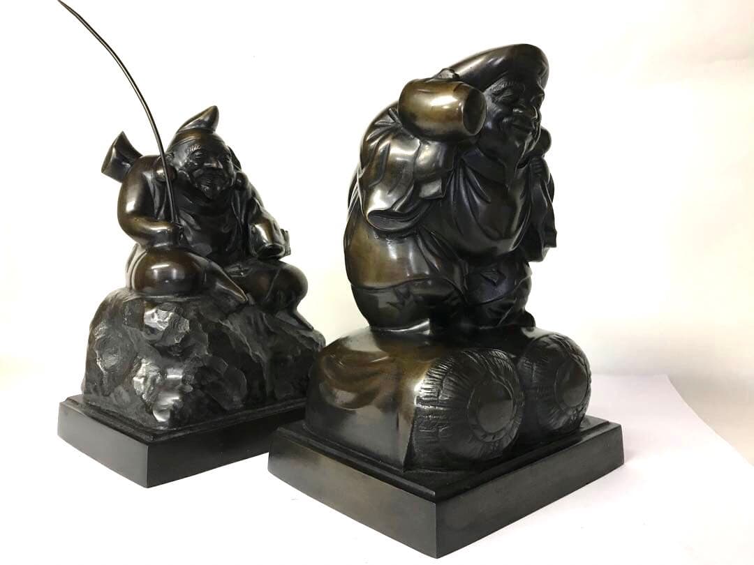 銅器:大黒天.恵比寿・二福神置物