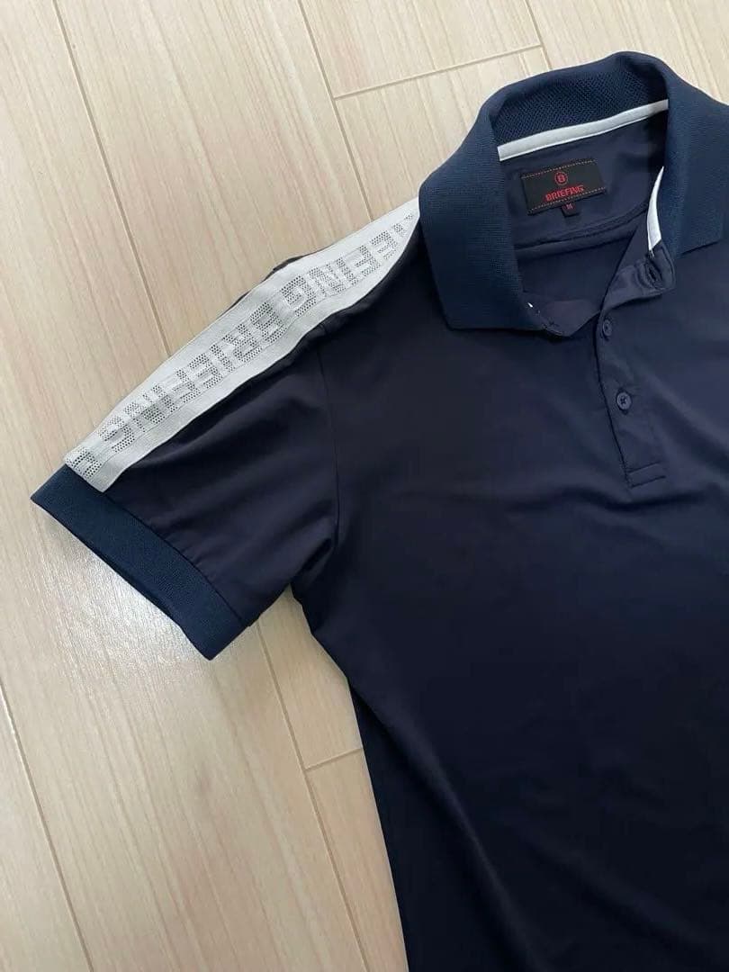 BRIEFING GOLF ブリーフィング ポロシャツ M ネイビー 袖ロゴ