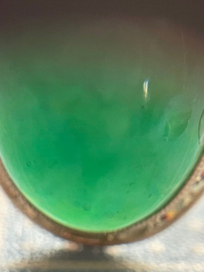 古いリング【m ヴィンテージ　アンティーク　レトロ　K18 翡翠？　ヒスイ？】