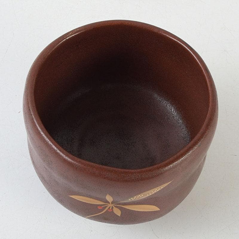 茶道具　輪島塗　柿木章作　藪柑子の図　茶碗　共布共箱　V　9754