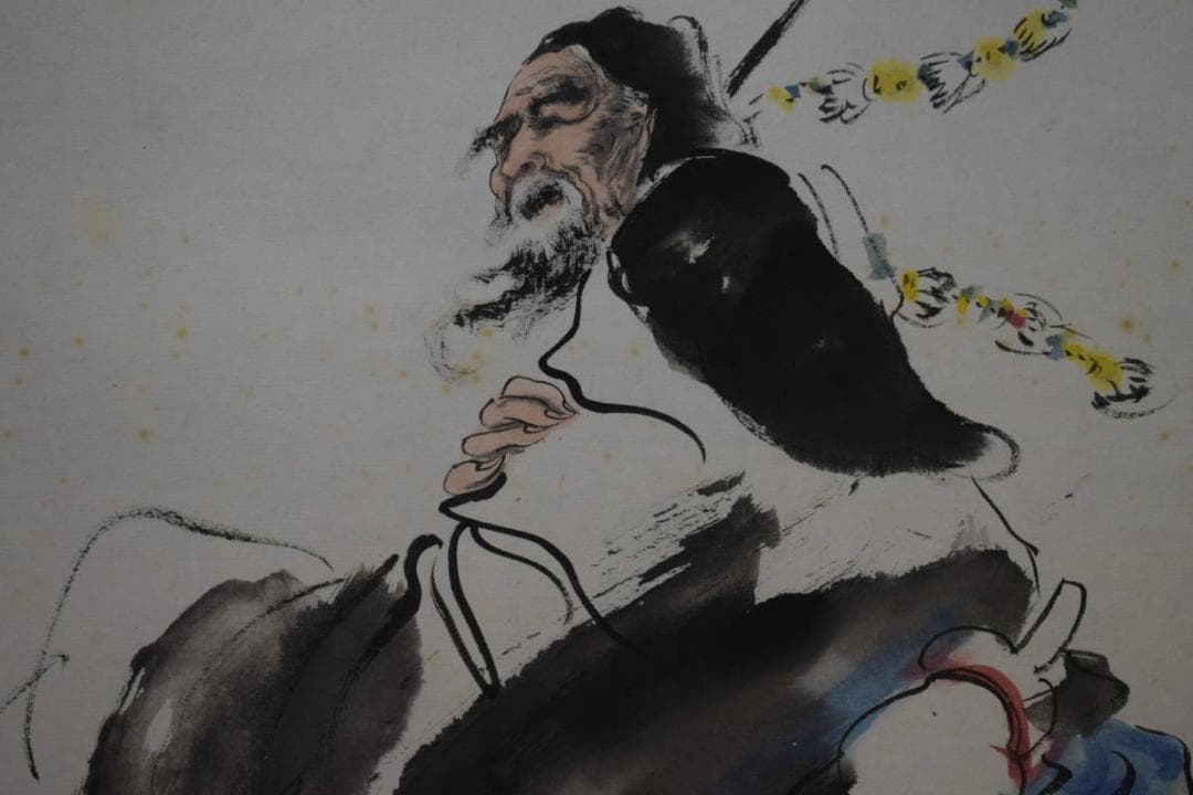 不詳/作者不詳/牧羊/羊飼図/中国画/唐画/布袋屋掛軸HI-48