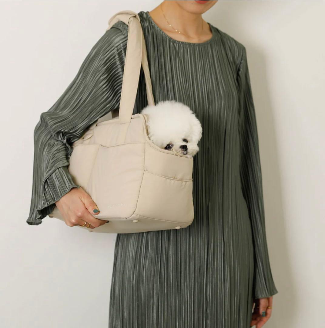 モンシェリ　軽量撥水ペットトートバッグ　Mサイズ　ベージュ（専用袋付き）