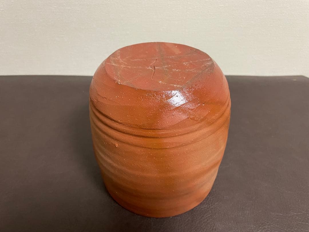 伊勢崎満　備前緋襷　棒ノ先水指　堀内宗完書付　備前焼　水指　茶道具