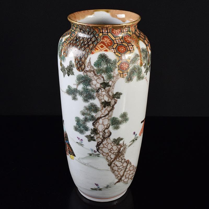 九谷焼　古九谷　色絵金彩　山水人物文瓶　V　R8111