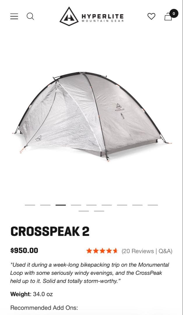 HYPERLITE MOUNTAIN GEAR CROSSPEAK 2 テント