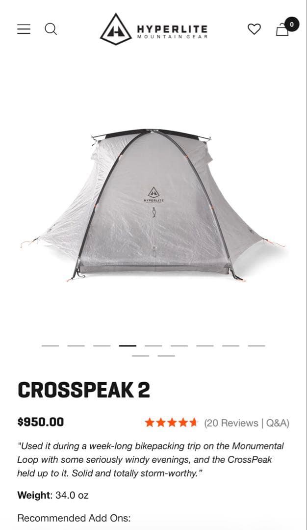 HYPERLITE MOUNTAIN GEAR CROSSPEAK 2 テント