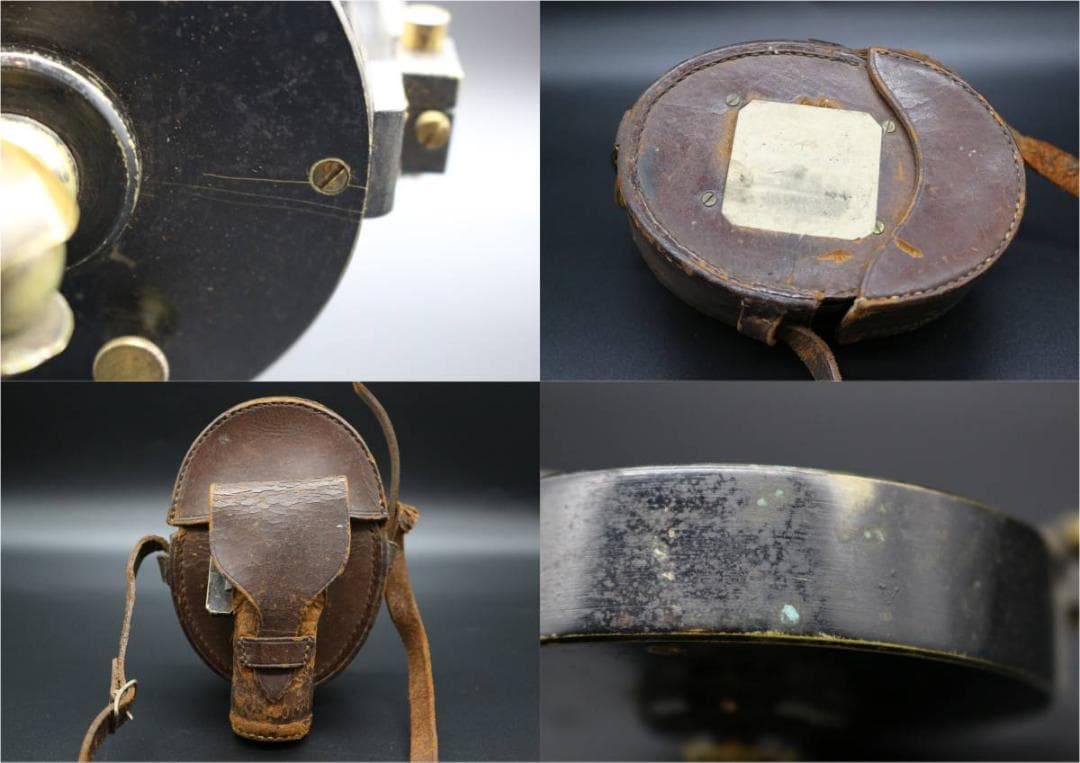 方位磁針 海軍 コンパス アンティーク 航海 革ケース 軍物