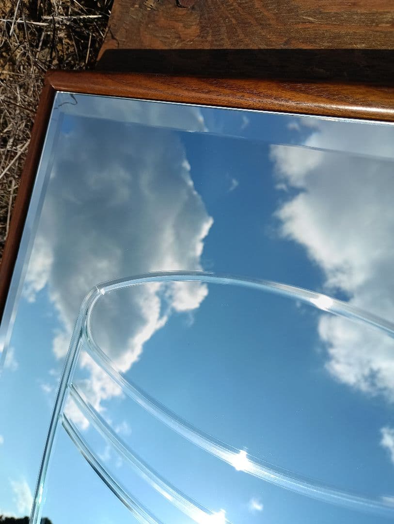 北欧　デザイナーズ　ウォールミラー　カットガラス　コーヒーカップ　モダン　チーク