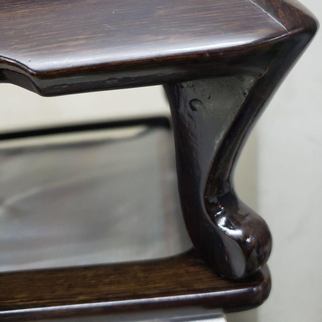 蔵出し特価　鉄刀木(たがやさん)本金蒔絵飾り台作家物　面取りガラスカバー付き