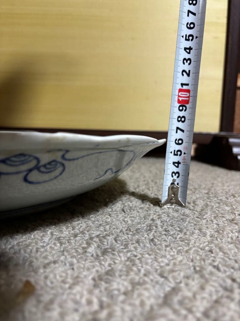 古伊万里染付山水図皿 江戸時代中期 太明成化年製 陶器 骨董品 藍色 時代物