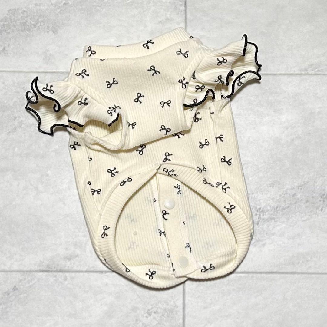 犬服ハンドメイド　起毛リブ　バックオープントップス