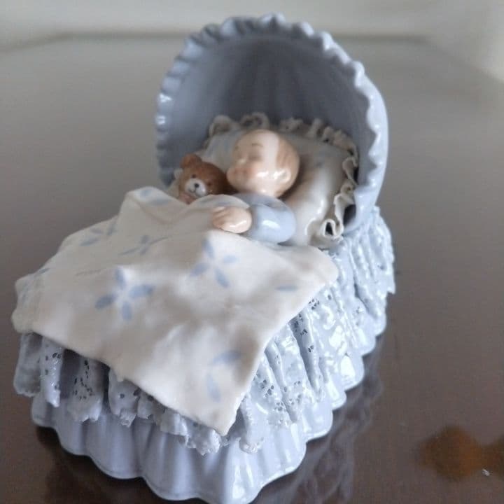 陶磁器製 赤ちゃんとクマの置物 アンティーク