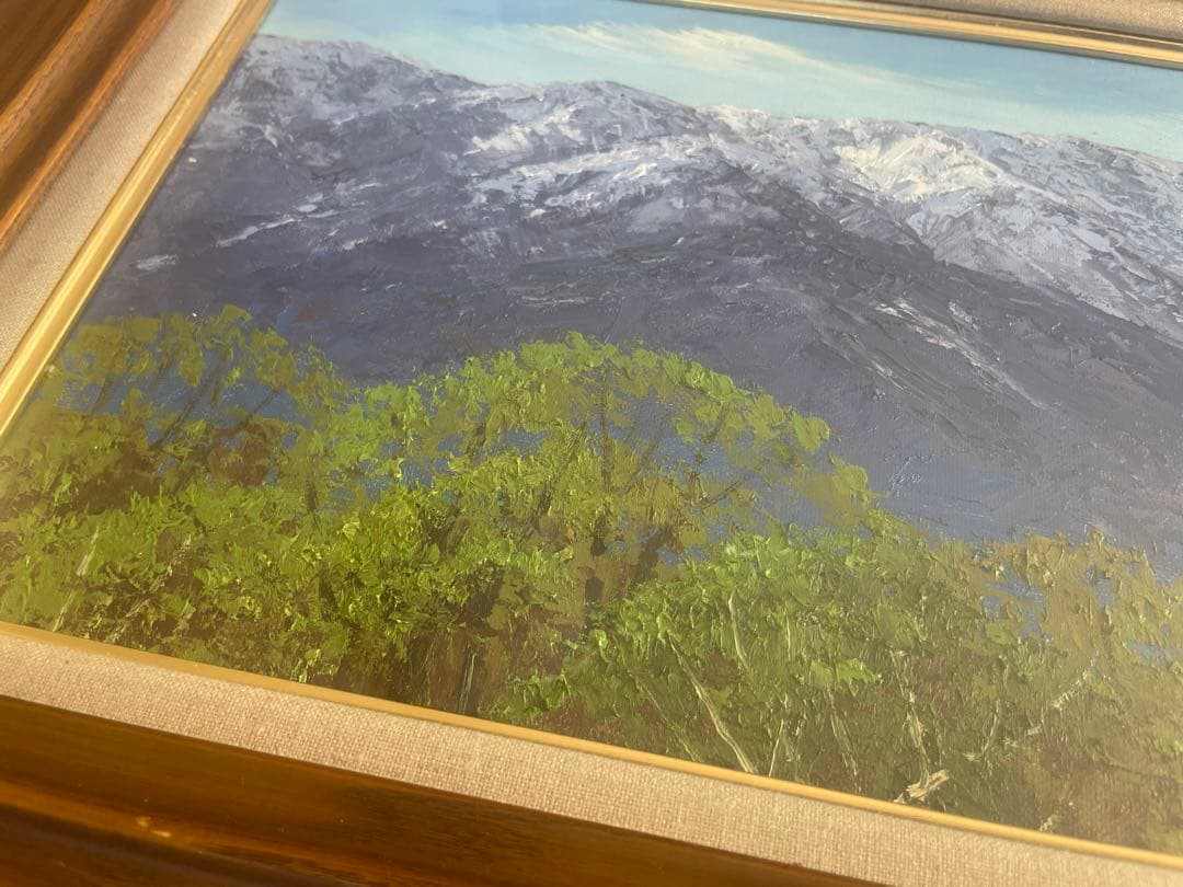 小川久雄　油彩 肉筆　白馬の山々　H.O. サイン入り 551✖️225