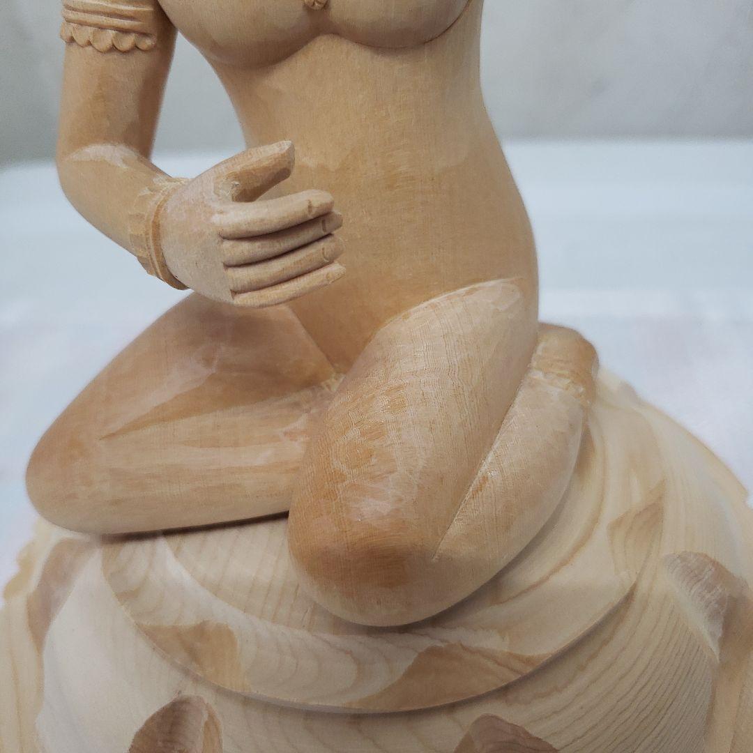 Ｂフライデー蔵出し特価美しい仏像です◆金運ヒバ材 弁財天◆秘部バチ付き２８cm