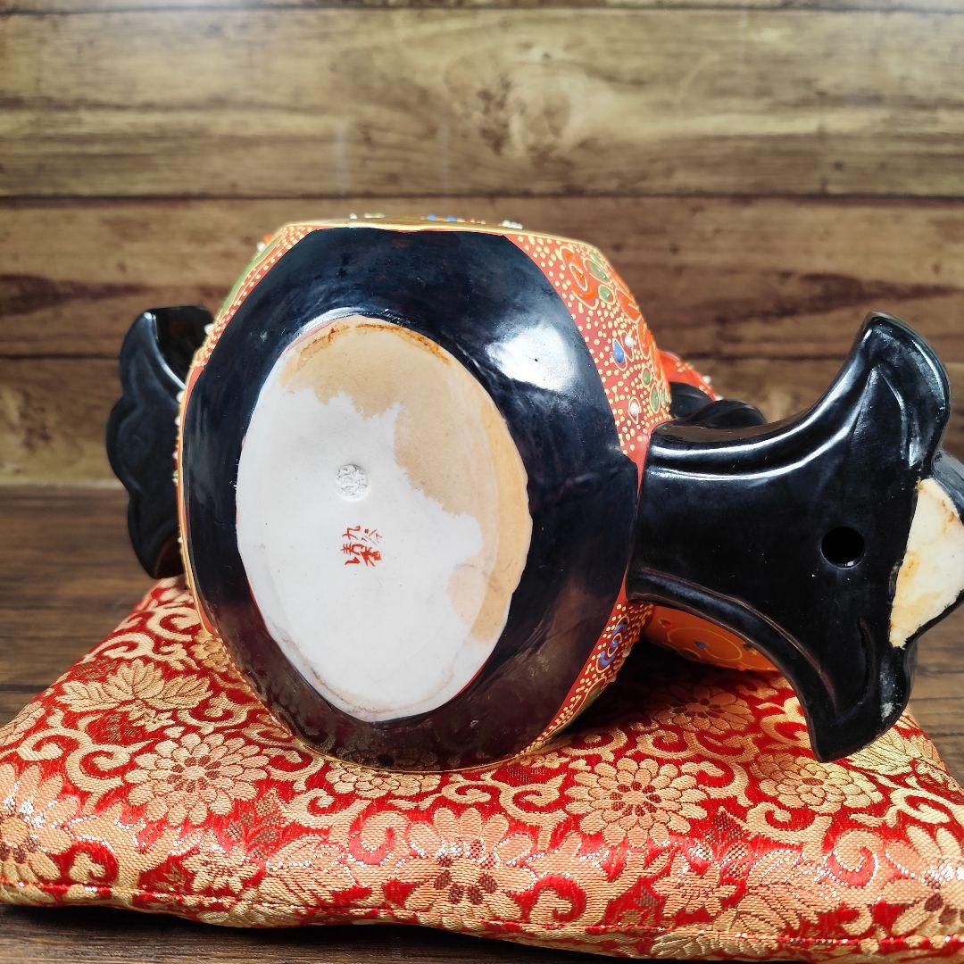 九谷焼 打ち出の小槌乗り 大黒様・盛（高さ27cm）