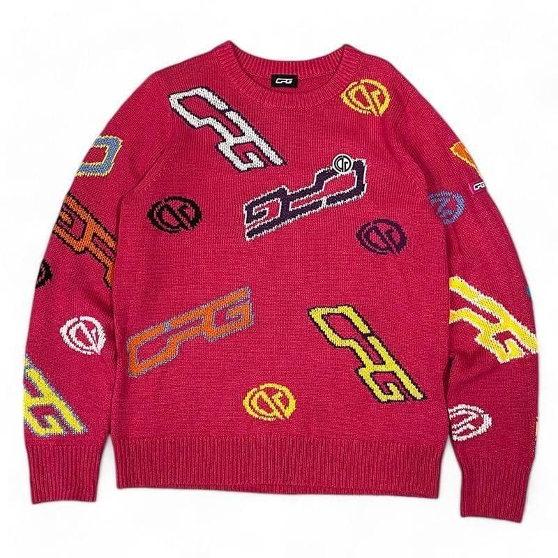 美品 CPG シーピージーゴルフ ウール混 ニット セーター ロゴ 柄 2