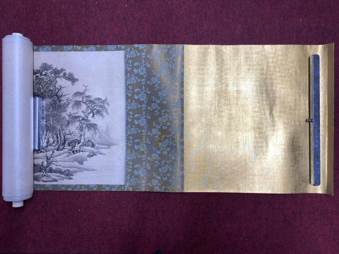 山岡山泉 傳李龍眠蘆浩然 李公麟 山居十志図 模写巻物 拳春園 肉筆 明治 掛軸