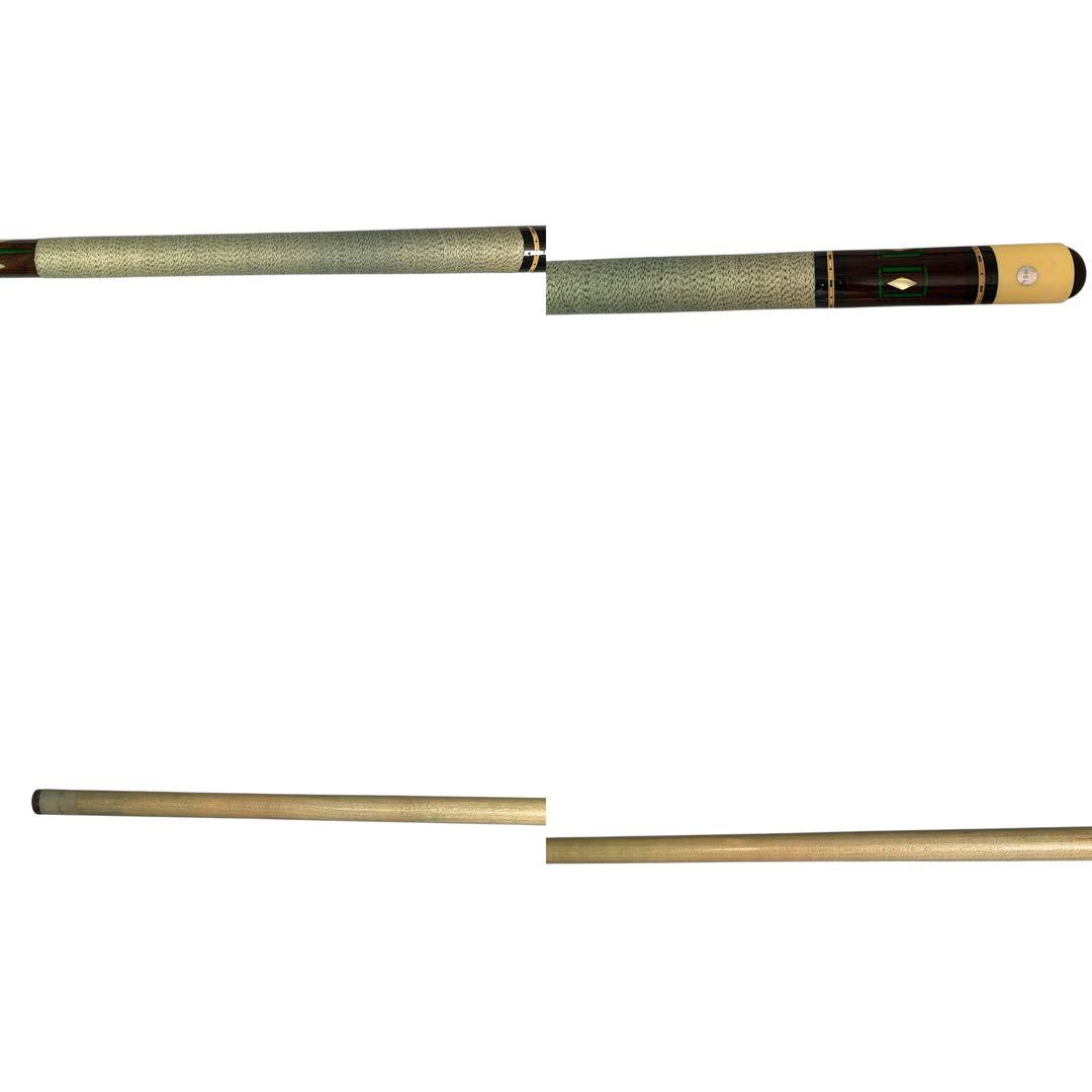 【良品】ビリヤード　プレイキュー　4剣貝装飾　木目調　バット　シャフト　ケース付